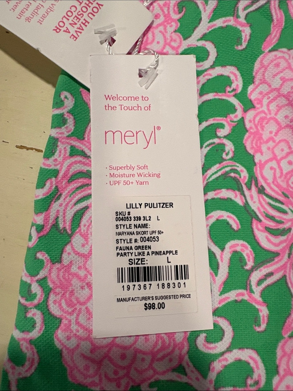 Lilly Pulitzer 'Maryana' Pineapple Print Mini Skirt in Fauna Green L NWT - Picture 2 of 5